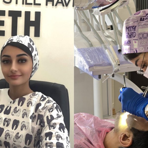 تصویر دکتر نگین واعظی دندانپزشک خانم در حال معاینه بیمار در کلینیک دندانپزشکی تبریز